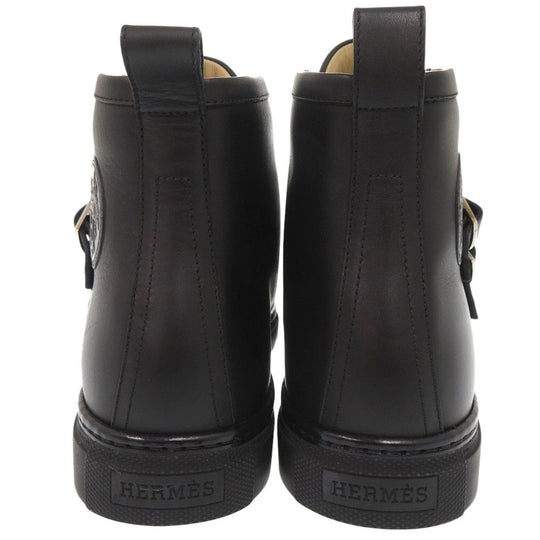 HERMES sneakers leather black Lenox Collier de Sian Studs 40 1/2