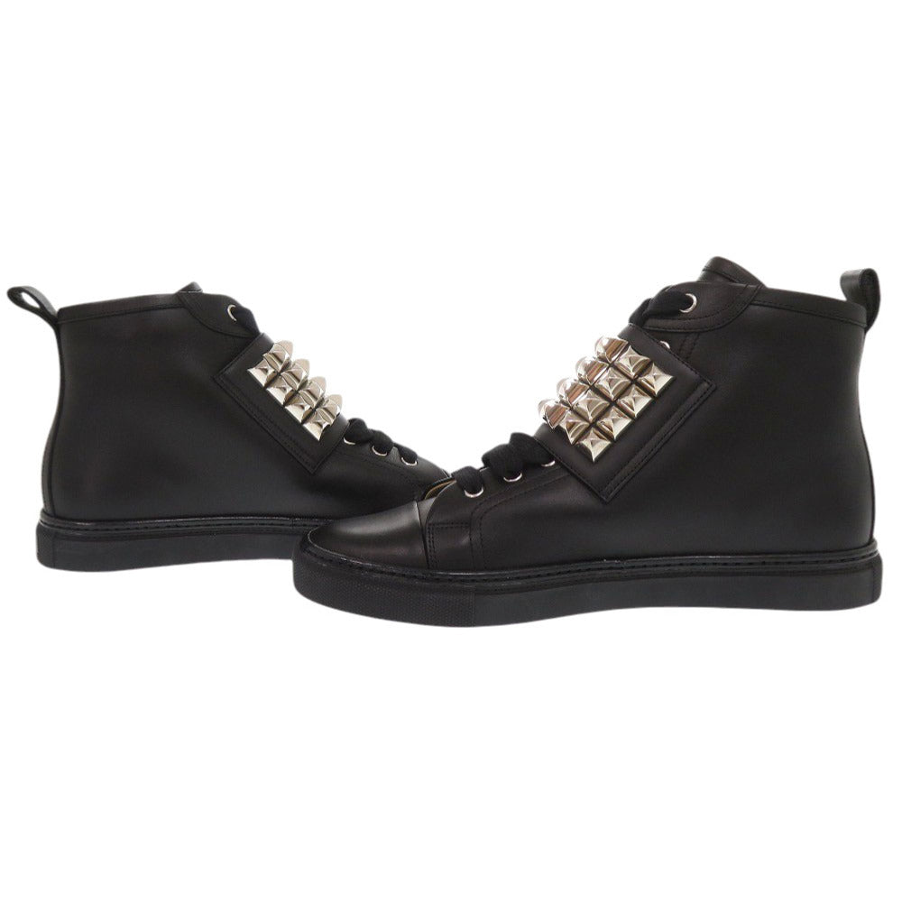 HERMES sneakers leather black Lenox Collier de Sian Studs 40 1/2