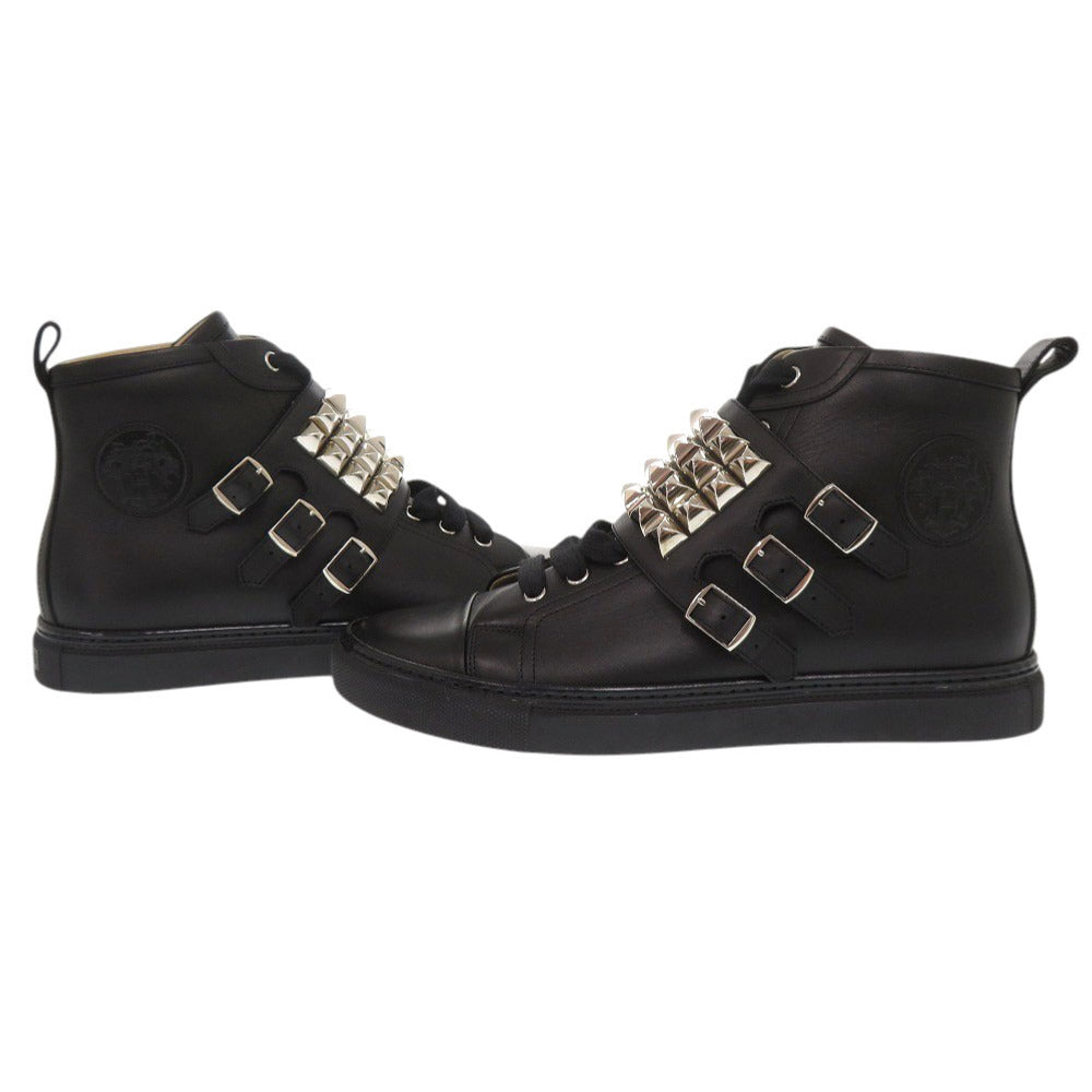 HERMES sneakers leather black Lenox Collier de Sian Studs 40 1/2