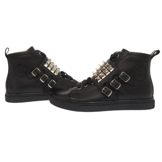 HERMES sneakers leather black Lenox Collier de Sian Studs 40 1/2