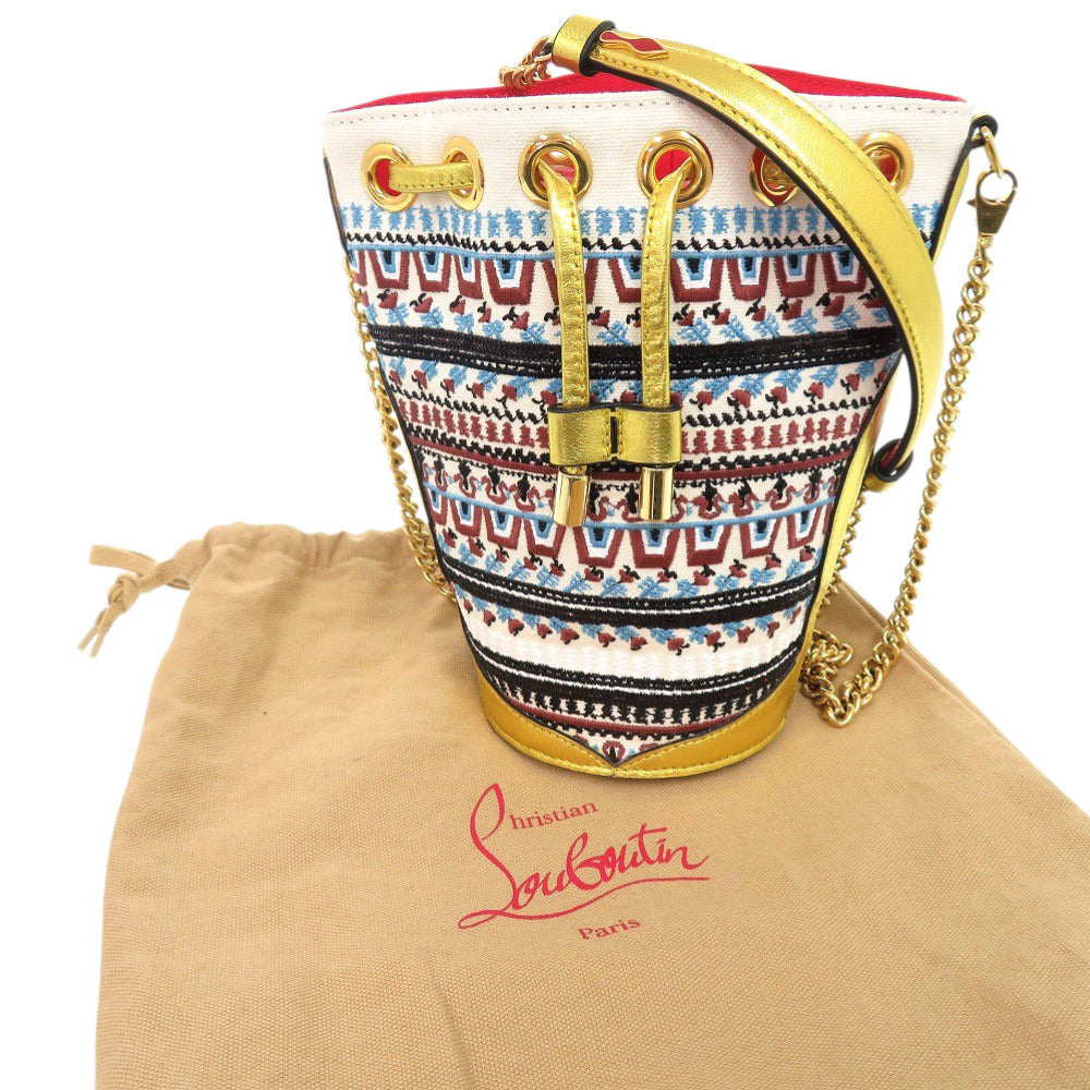 Christian Louboutin Shoulder Bag 3225065 Canvas, Sequins gold LOUBIPHORE