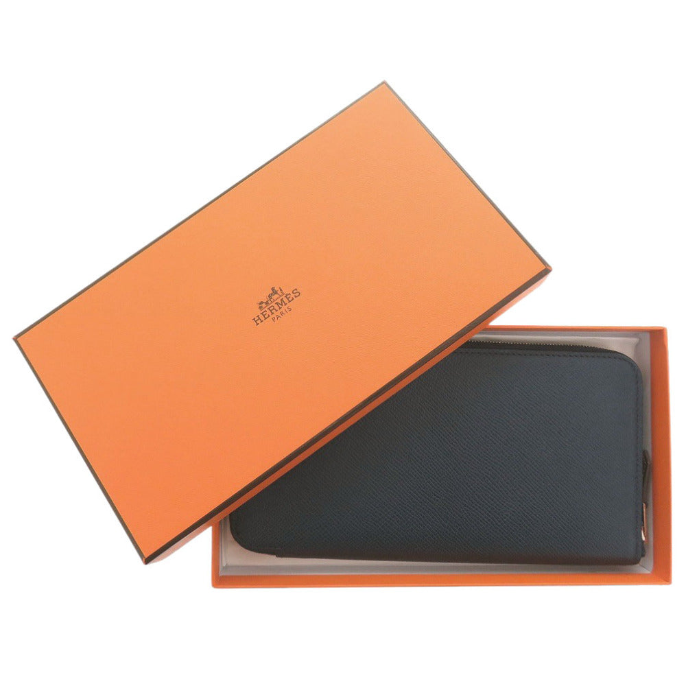 HERMES Long Wallet Purse Epsom, Silk Blue drus Azap Silk In Long