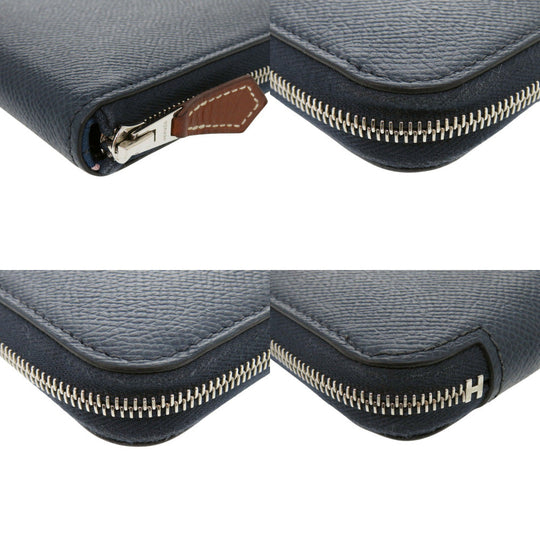 HERMES Long Wallet Purse Epsom, Silk Blue drus Azap Silk In Long