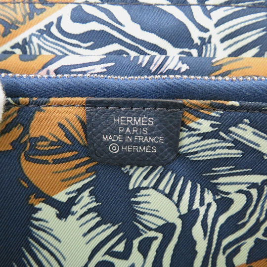 HERMES Long Wallet Purse Epsom, Silk Blue drus Azap Silk In Long
