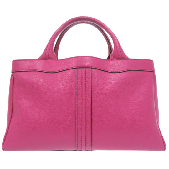 Valextra Handbag Calfskin Magenta Pink Embossing J bag Women Used Authentic