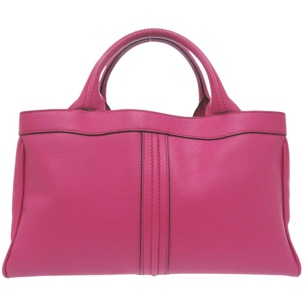 Valextra Handbag Calfskin Magenta Pink Embossing J bag Women Used Authentic