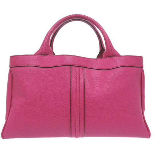 Valextra Handbag Calfskin Magenta Pink Embossing J bag Women Used Authentic