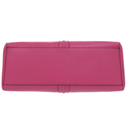 Valextra Handbag Calfskin Magenta Pink Embossing J bag Women Used Authentic