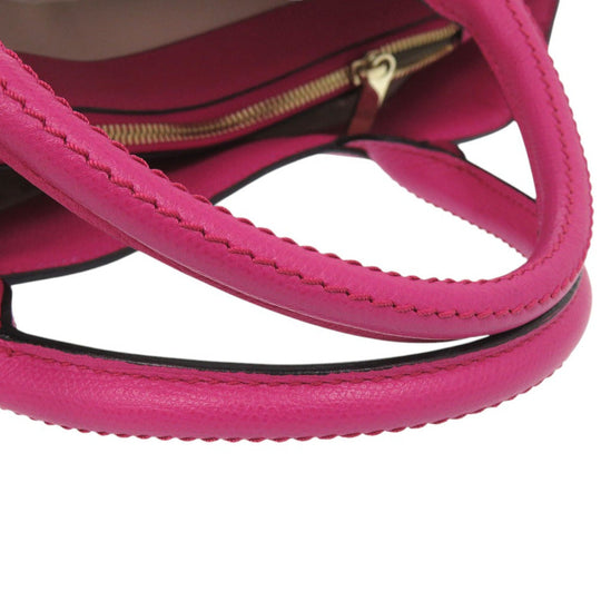 Valextra Handbag Calfskin Magenta Pink Embossing J bag Women Used Authentic