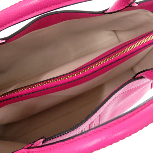 Valextra Handbag Calfskin Magenta Pink Embossing J bag Women Used Authentic
