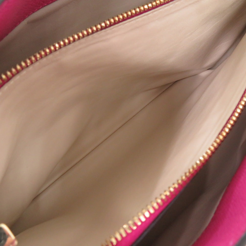 Valextra Handbag Calfskin Magenta Pink Embossing J bag Women Used Authentic