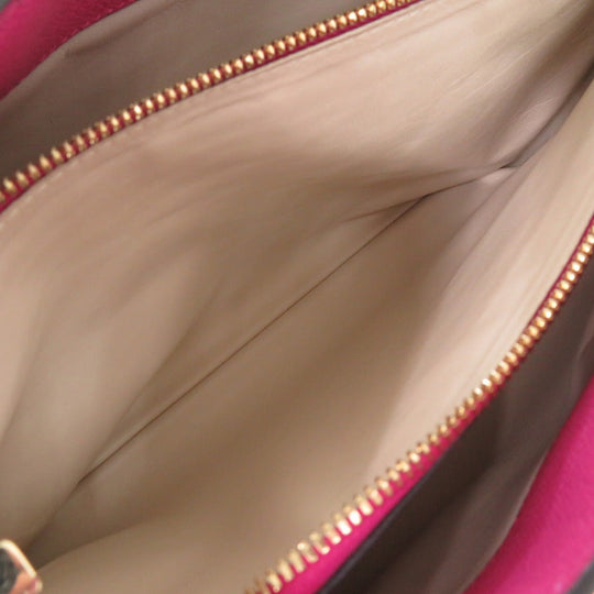 Valextra Handbag Calfskin Magenta Pink Embossing J bag Women Used Authentic