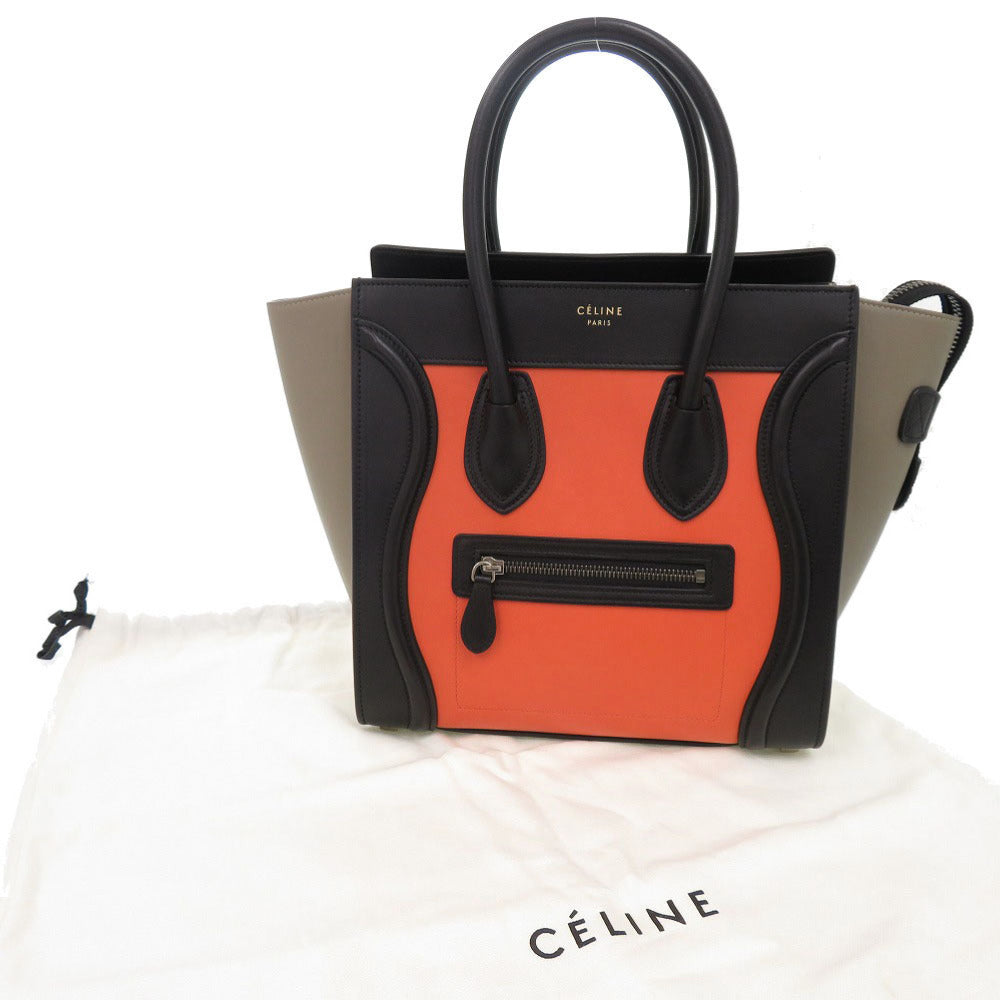 CELINE Handbag leather black Luggage micro shopper