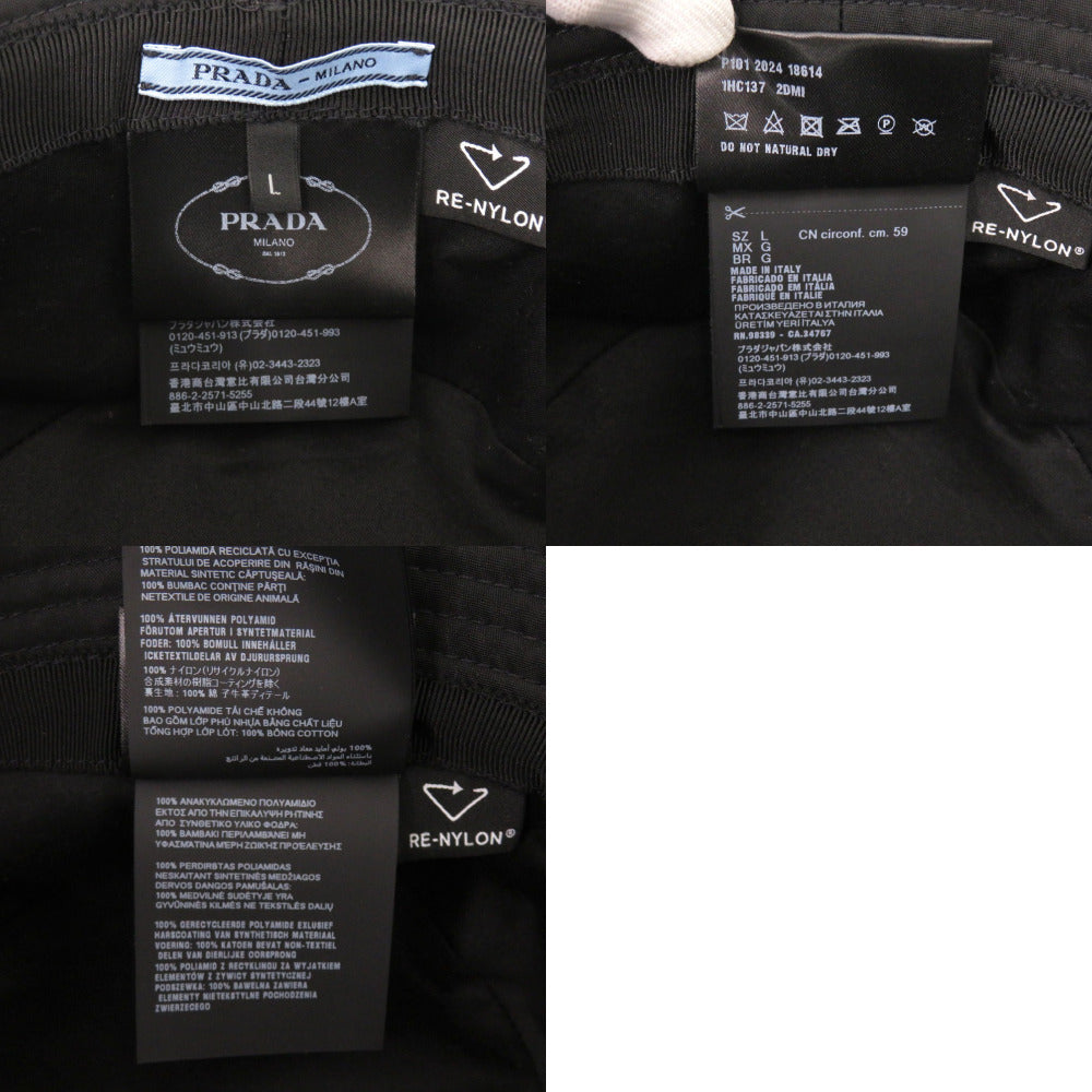 PRADA Other hats 1HC137 Nylon black Re-Nylon Bucket Hat with Triangle Logo L