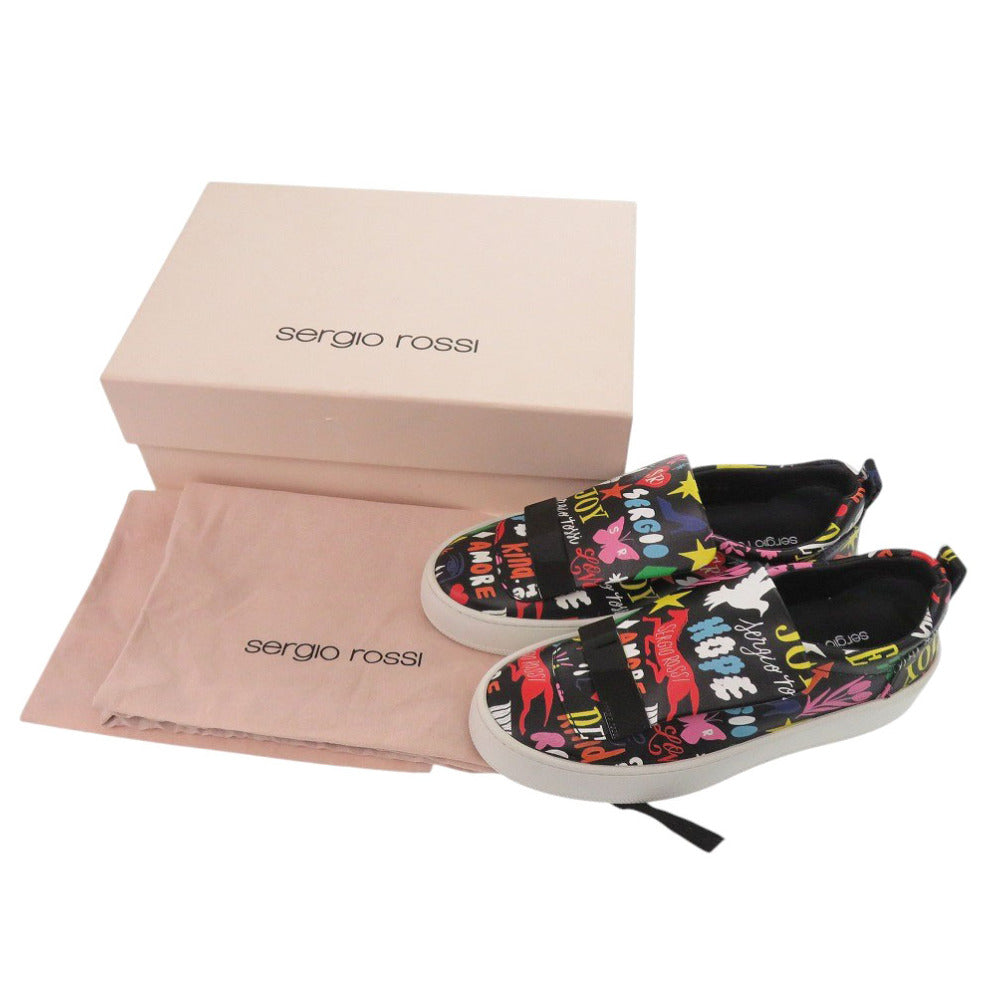 Sergio Rossi sneakers A79290 leather black Slip-on SHOGO SEKINE Collaboration Women 35 Used Authentic