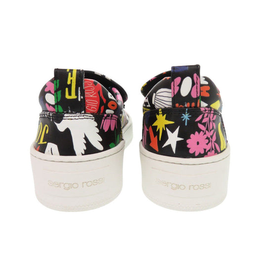 Sergio Rossi sneakers A79290 leather black Slip-on SHOGO SEKINE Collaboration Women 35 Used Authentic