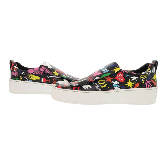 Sergio Rossi sneakers A79290 leather black Slip-on SHOGO SEKINE Collaboration Women 35 Used Authentic