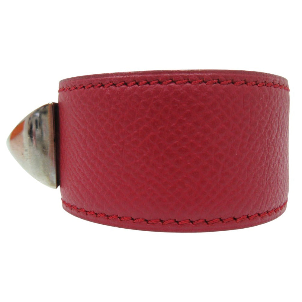 HERMES Bangle leather Red Medor Women Used Authentic