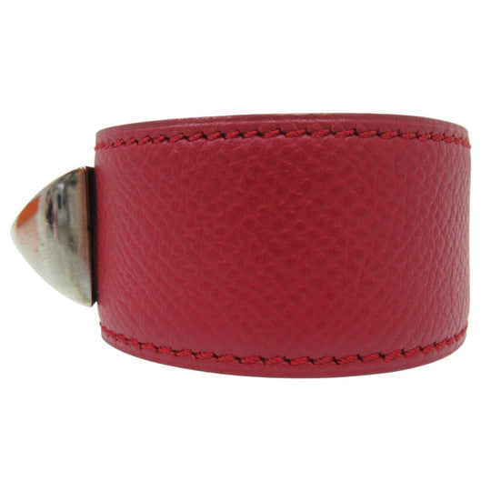 HERMES Bangle leather Red Medor Women Used Authentic