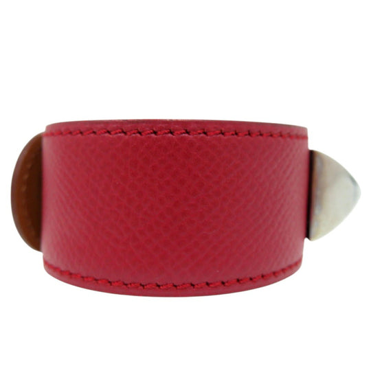 HERMES Bangle leather Red Medor Women Used Authentic