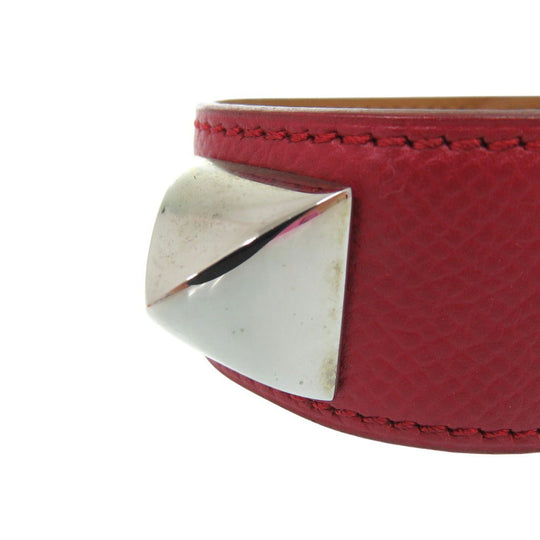 HERMES Bangle leather Red Medor Women Used Authentic