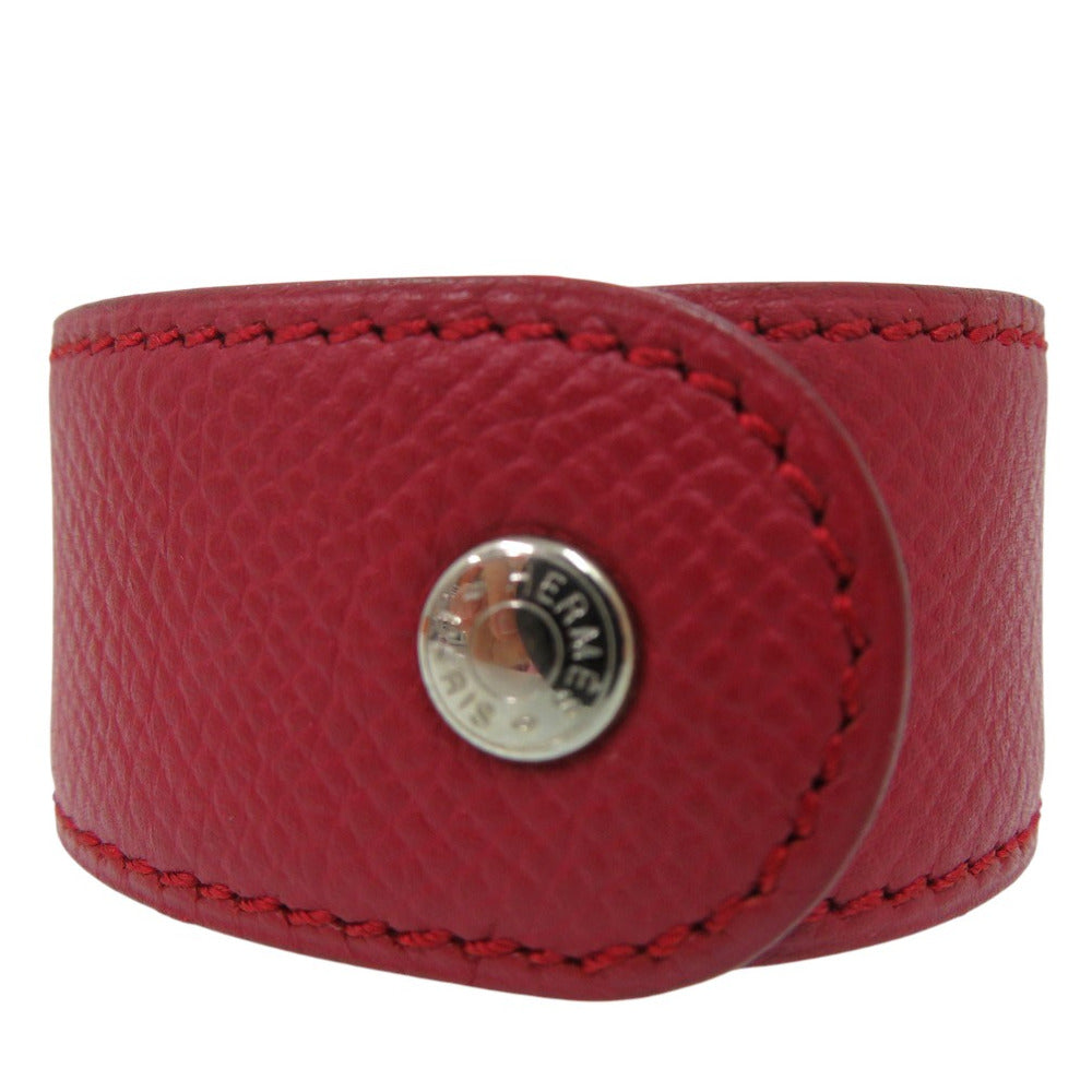 HERMES Bangle leather Red Medor Women Used Authentic