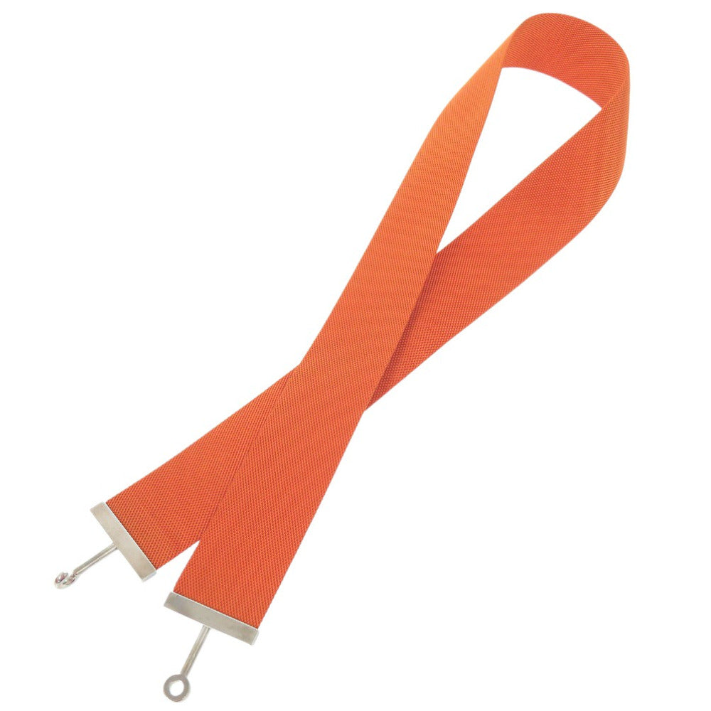 HERMES belt Nylon Orange Hook belt Women 40 Used Authentic