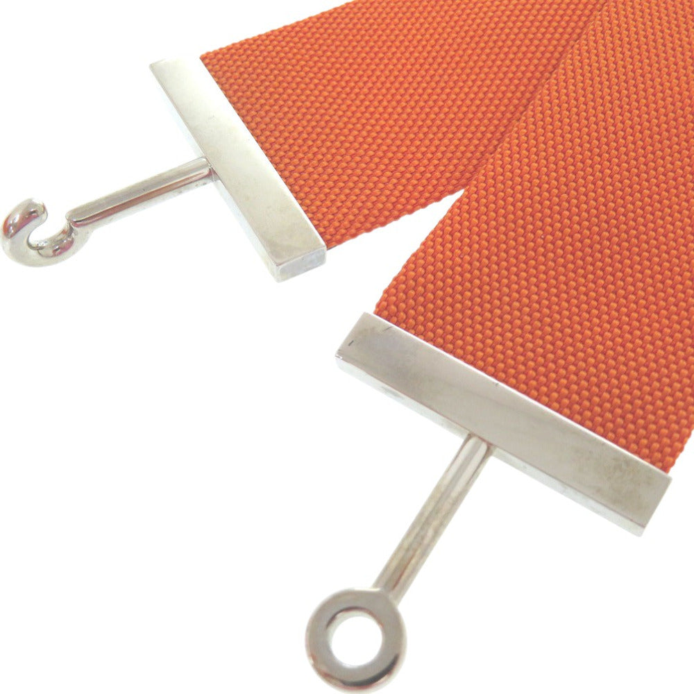 HERMES belt Nylon Orange Hook belt Women 40 Used Authentic