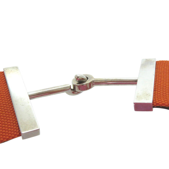 HERMES belt Nylon Orange Hook belt Women 40 Used Authentic