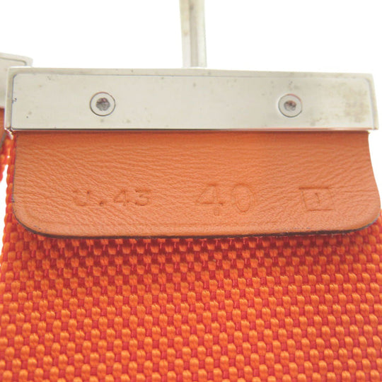 HERMES belt Nylon Orange Hook belt Women 40 Used Authentic