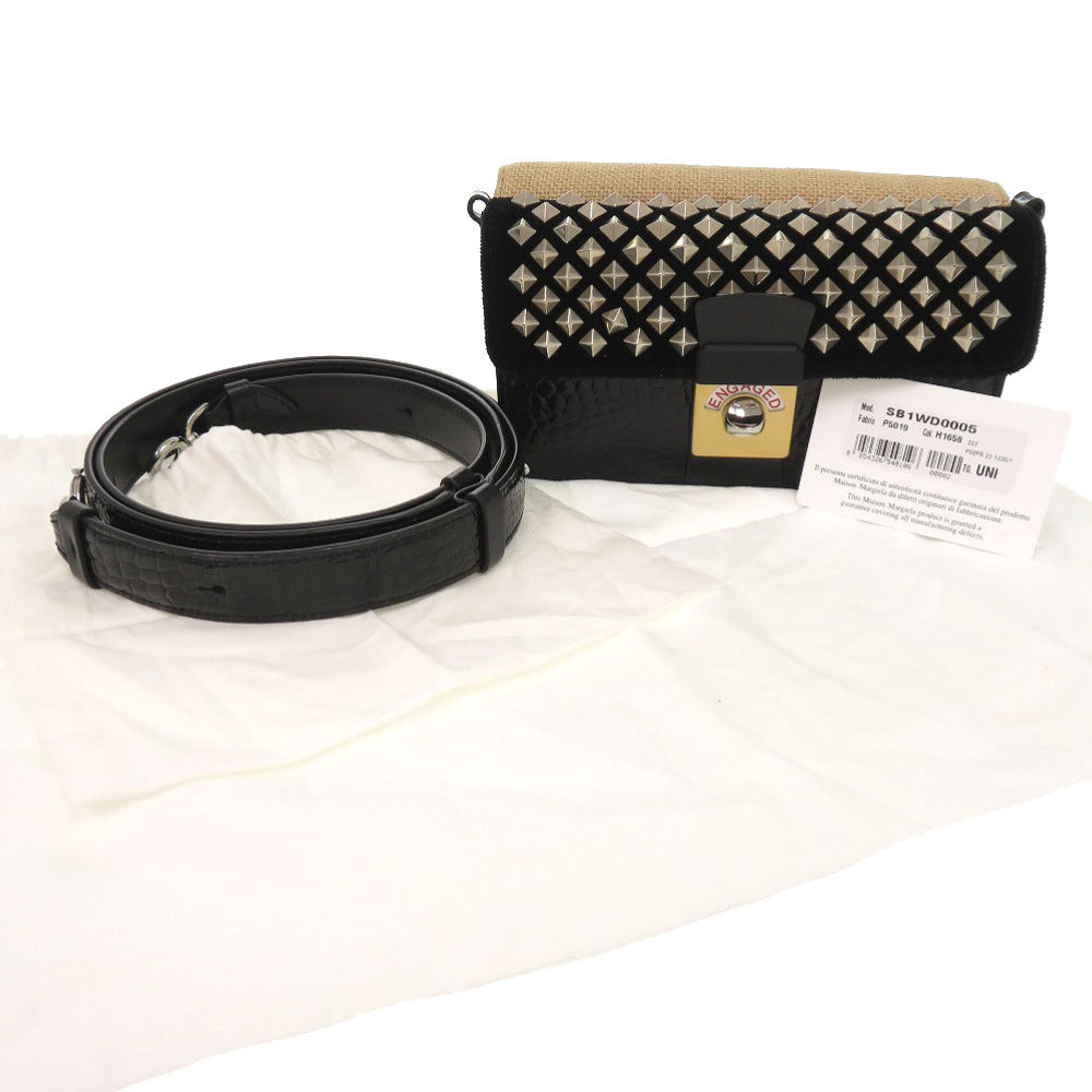 Maison Margiela Shoulder Bag SB1WD0005 Embossed leather black New Lock HORIZONTAL