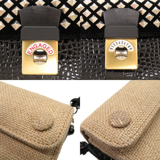 Maison Margiela Shoulder Bag SB1WD0005 Embossed leather black New Lock HORIZONTAL