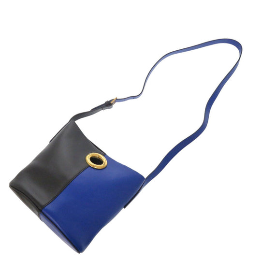 VERSACE Shoulder Bag DBFG591 leather blue Women Used Authentic