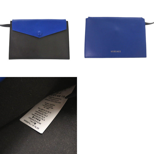 VERSACE Shoulder Bag DBFG591 leather blue Women Used Authentic
