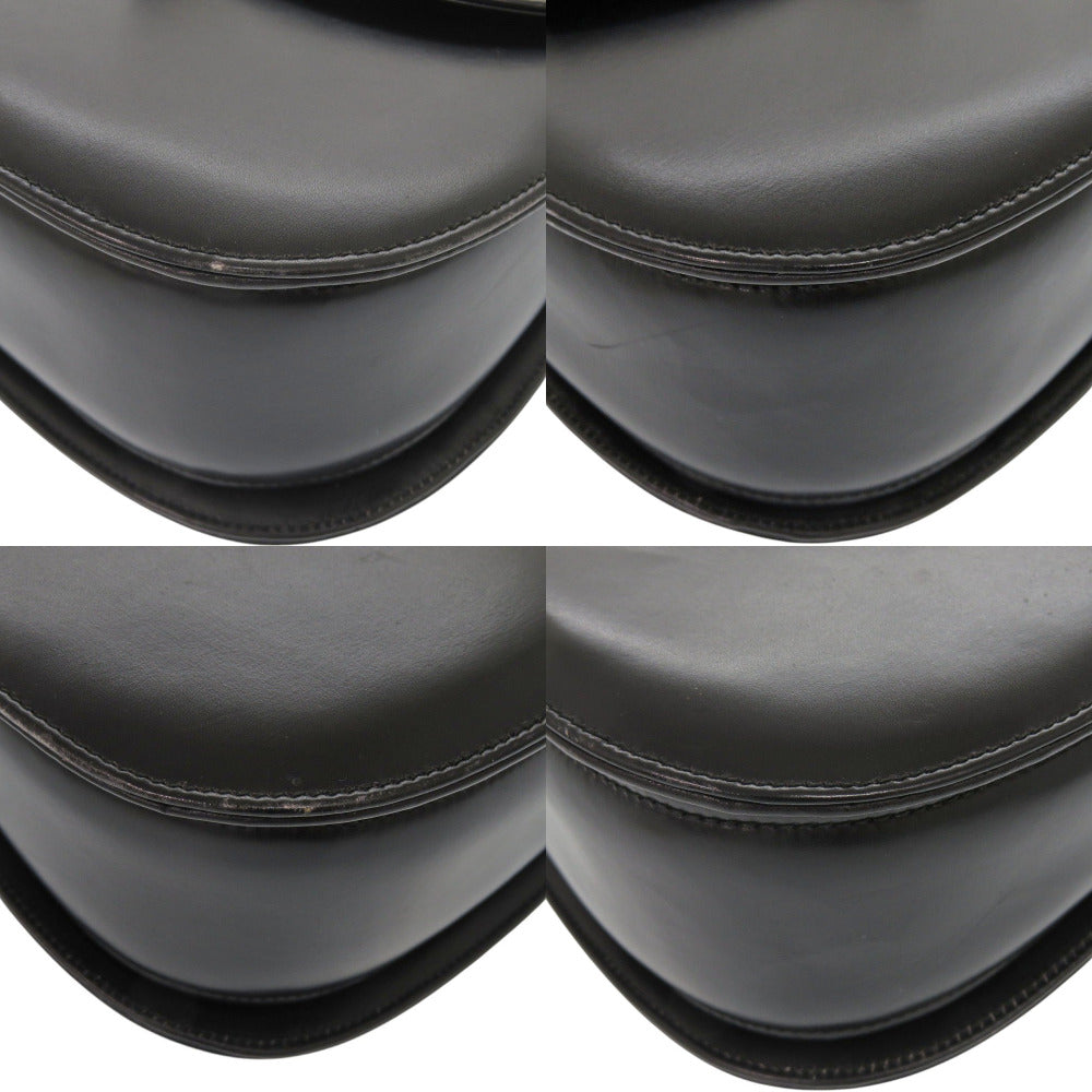 GUCCI Handbag leather black Bamboo Turnlock Vintage Women Used Authentic