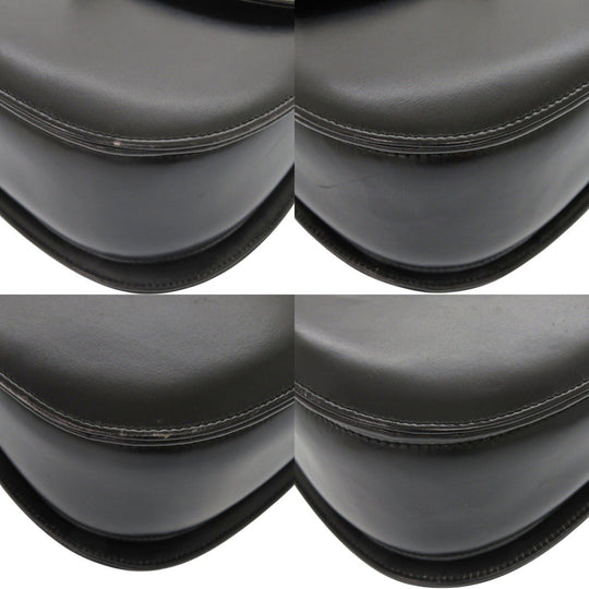 GUCCI Handbag leather black Bamboo Turnlock Vintage Women Used Authentic