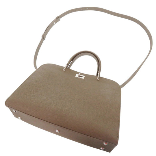 no brand Handbag leather Taupe Opera Bag Small