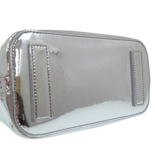 BALENCIAGA Handbag enamel Silver 2WAY Shoulder Bag Neo basket Women Used Authentic
