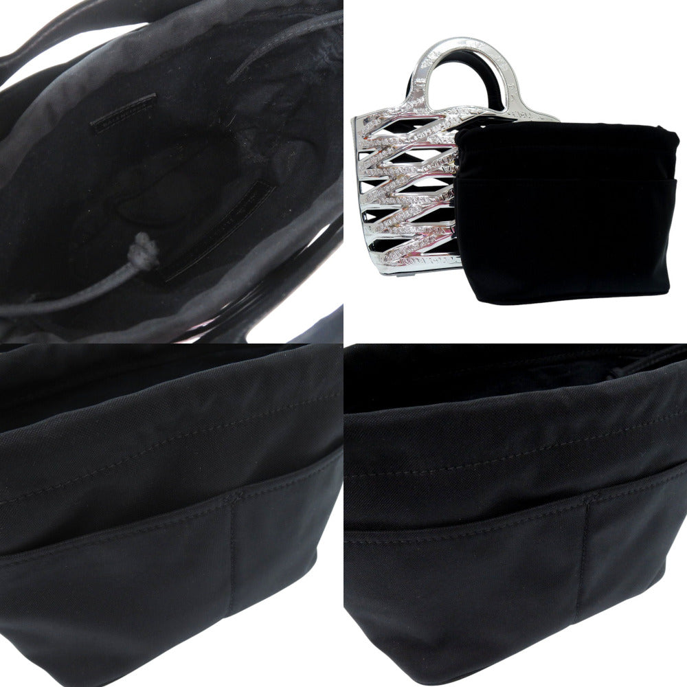 BALENCIAGA Handbag enamel Silver 2WAY Shoulder Bag Neo basket Women Used Authentic