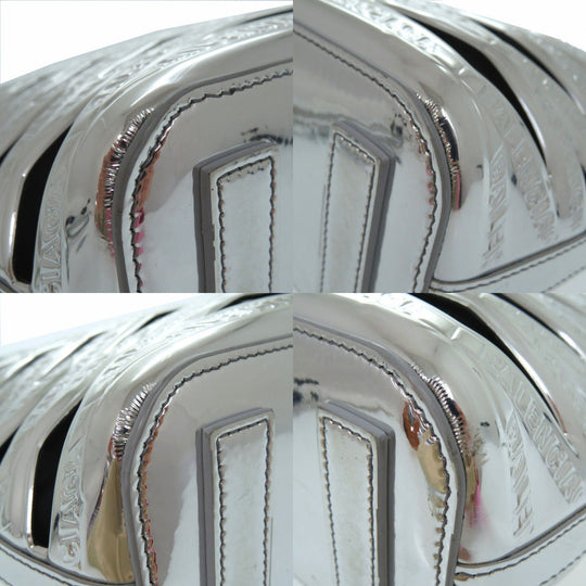 BALENCIAGA Handbag enamel Silver 2WAY Shoulder Bag Neo basket Women Used Authentic