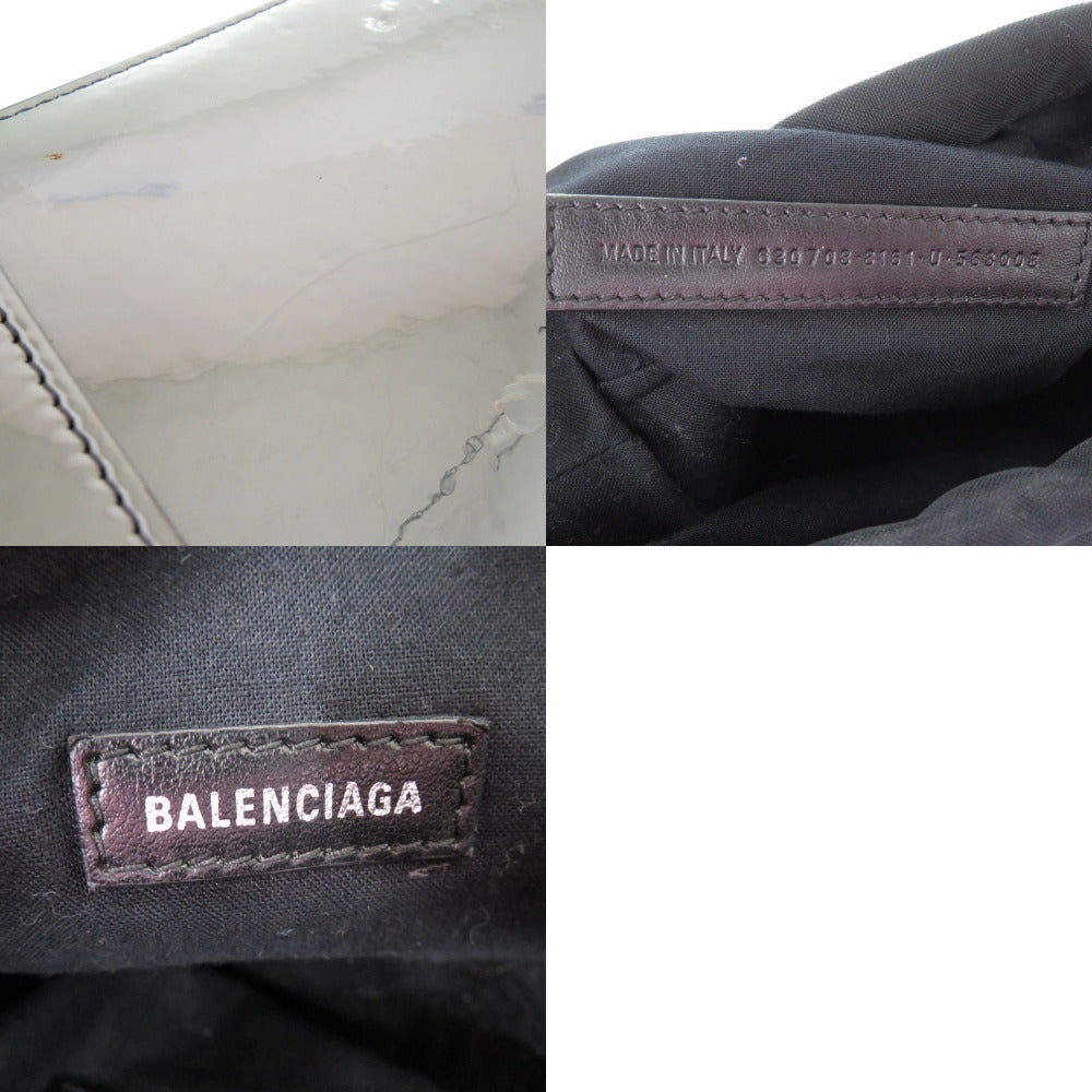 BALENCIAGA Handbag enamel Silver 2WAY Shoulder Bag Neo basket Women Used Authentic