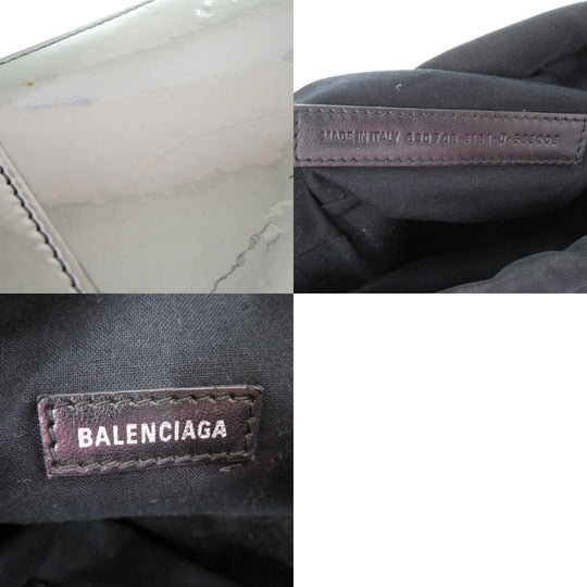 BALENCIAGA Handbag enamel Silver 2WAY Shoulder Bag Neo basket Women Used Authentic