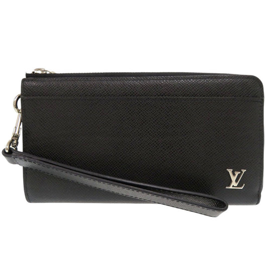 LOUIS VUITTON Long Wallet Purse M69409 Taiga Noir Taiga Zippy dragonne
