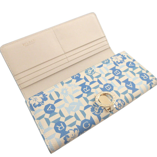 BVLGARI Long Wallet Purse leather white Two fold Bulgari Bulgari unisex(Unisex) Used Authentic