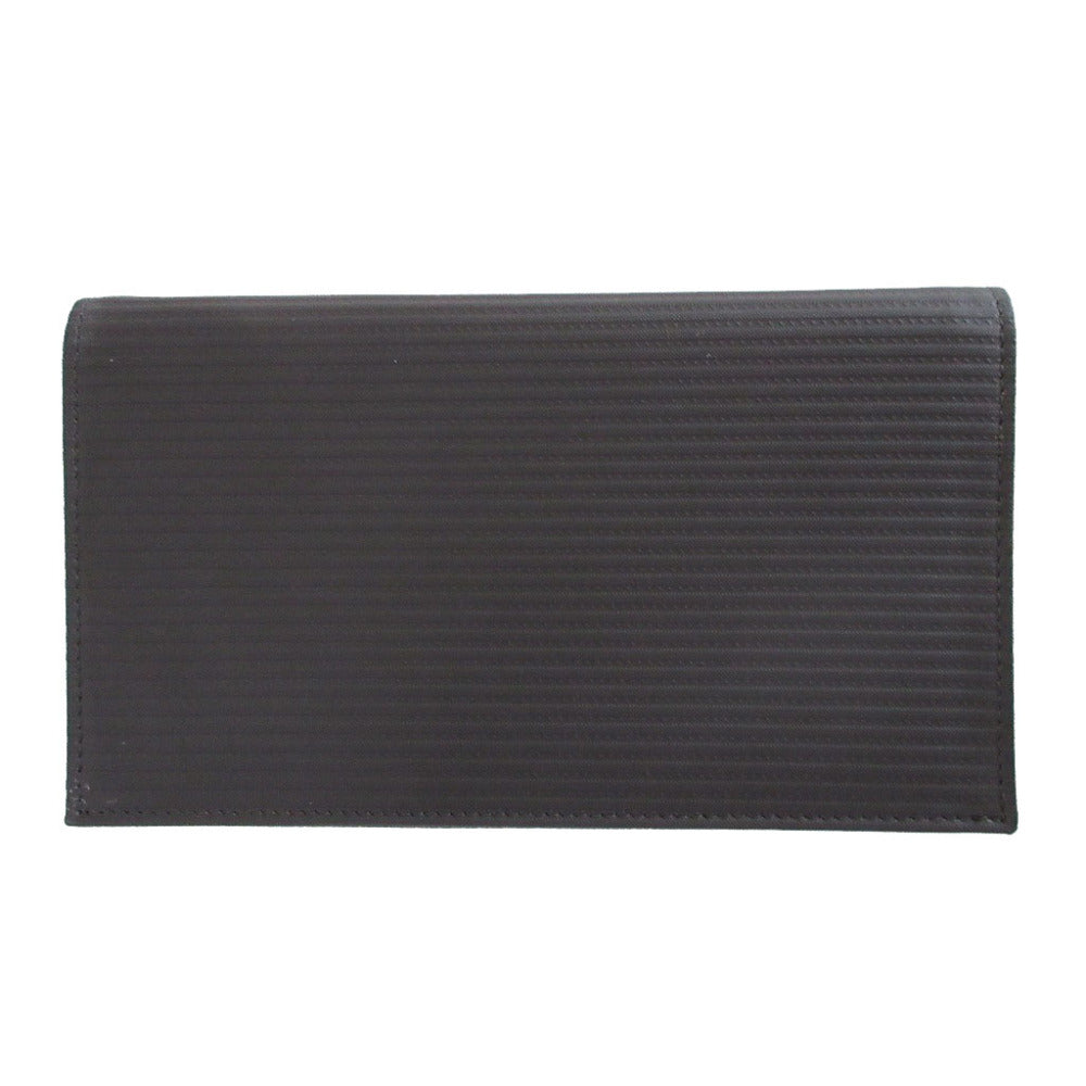 BVLGARI Long Wallet Purse leather black Two fold Mirerigue unisex(Unisex) Used Authentic