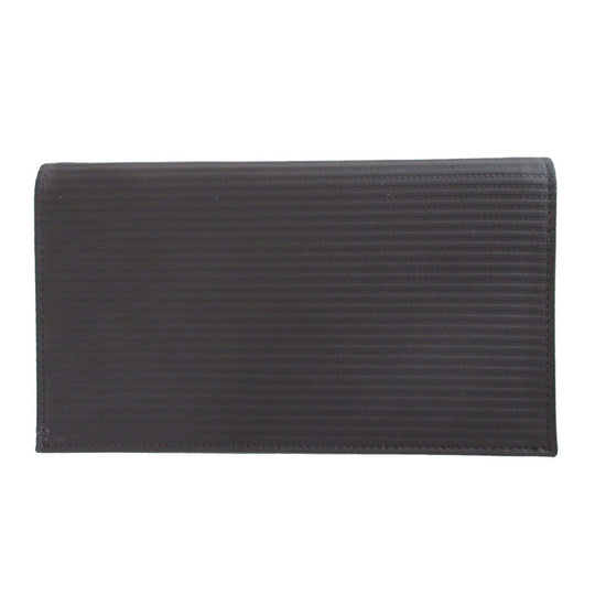BVLGARI Long Wallet Purse leather black Two fold Mirerigue unisex(Unisex) Used Authentic