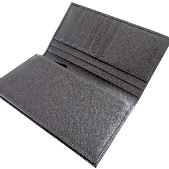 BVLGARI Long Wallet Purse leather black Two fold Mirerigue unisex(Unisex) Used Authentic