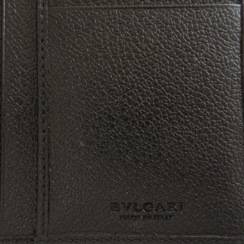 BVLGARI Long Wallet Purse leather black Two fold Mirerigue unisex(Unisex) Used Authentic