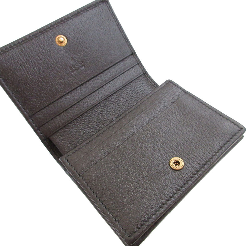 GUCCI Bifold Wallet 499783 leather black Compact Wallet with Rhinestones GG Marmont unisex(Unisex) Used Authentic