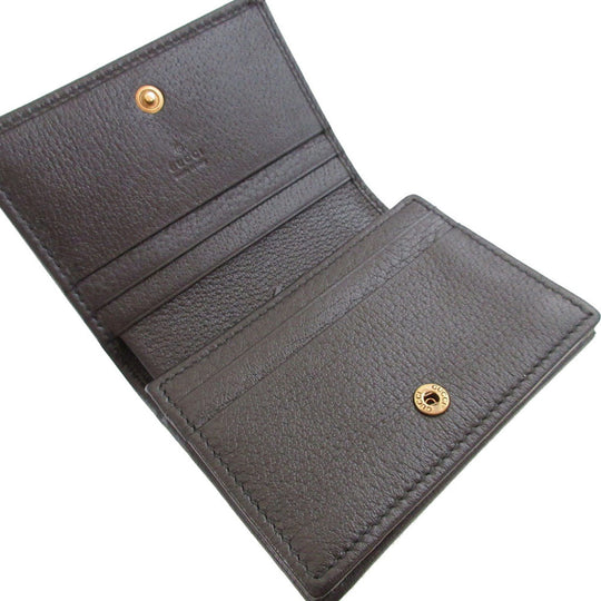 GUCCI Bifold Wallet 499783 leather black Compact Wallet with Rhinestones GG Marmont unisex(Unisex) Used Authentic